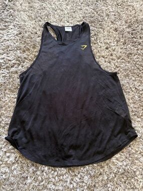 Gymshark Black Tank with Neon Yellow Logo